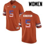 Women's Florida Gators #5 CJ Henderson NCAA Nike Orange USA Flag Fashion Authentic Stitched College Football Jersey GXL4562EE